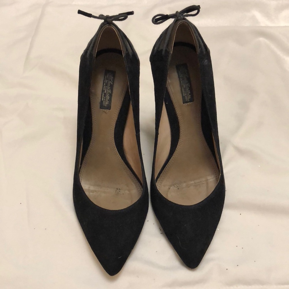 All saints black suede lace up stilettos